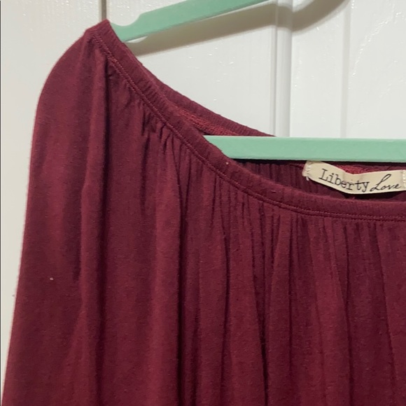 Burgundy off the shoulder lace plus size top - Picture 6 of 7